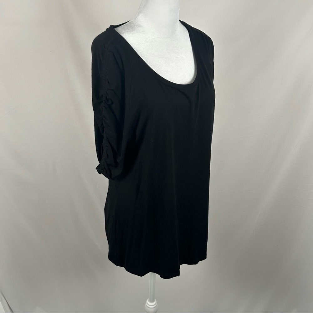 H by Halston Black Cinched Sleeve Top Size Medium